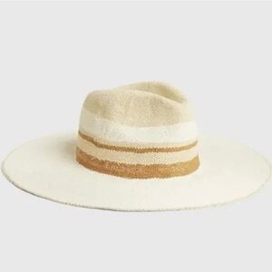 Gap Sunset Striped Wide Brim Sun Beach Straw Hat Natural M/L Unworn/New